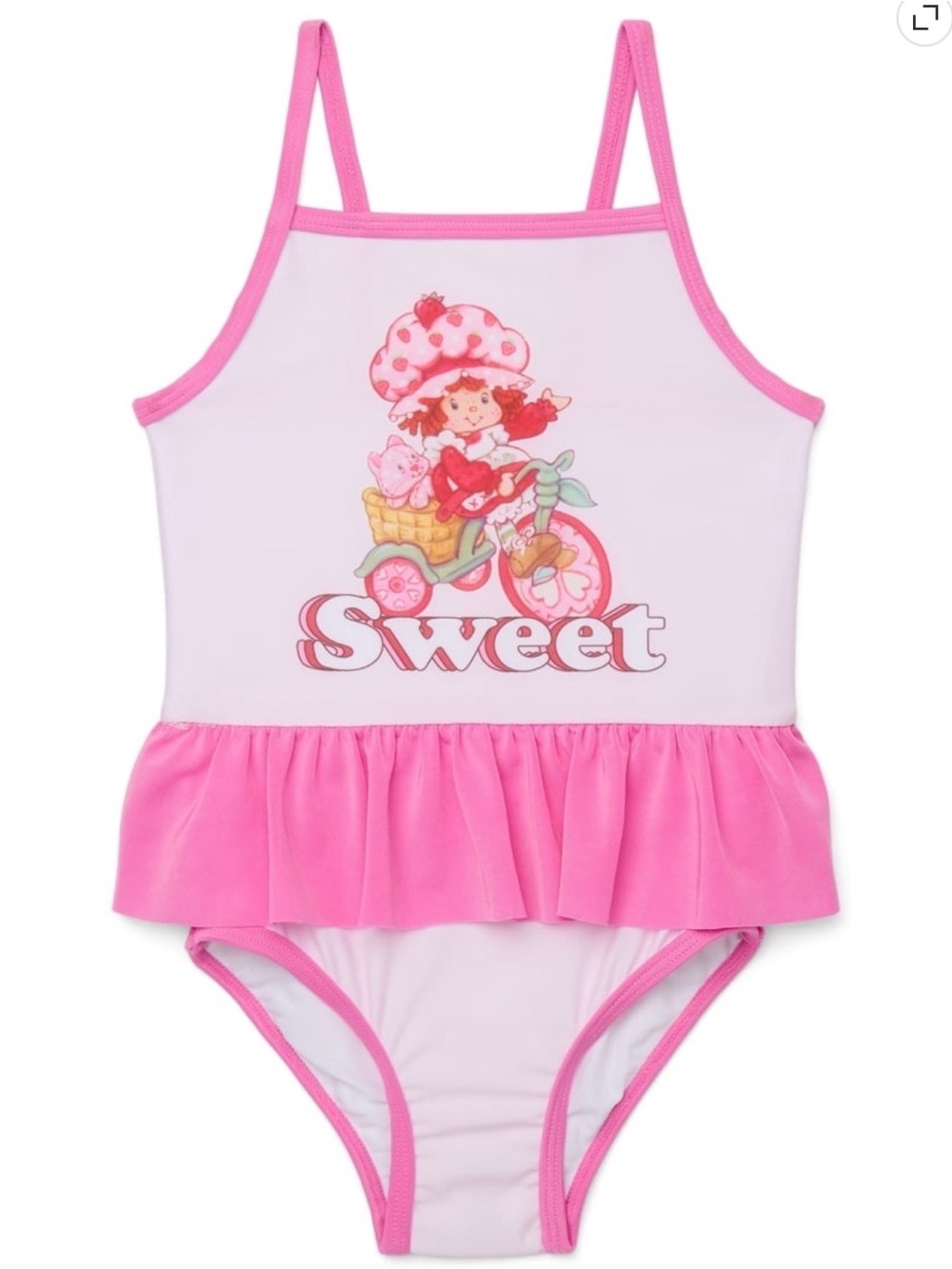 STRAWBERRY SHORTCAKE Pink "Sweet" Girls One-Piece Swimsuit Size 3T